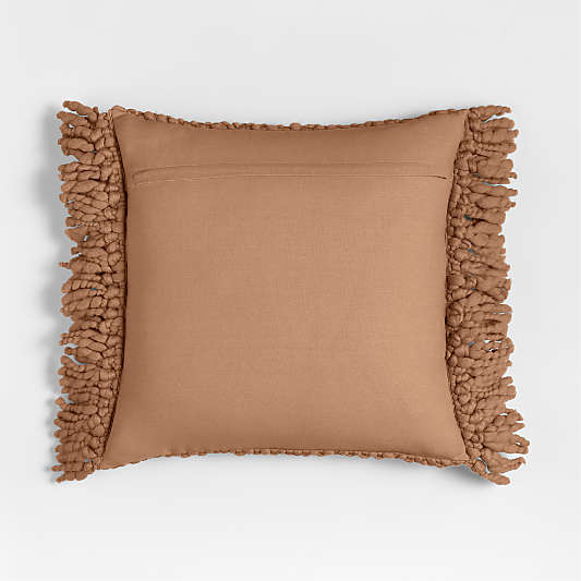 Chunky Woven Wool Fringe 23"x23" Sierra Tan Throw Pillow Cover
