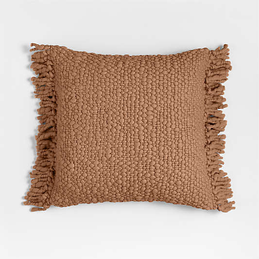 Chunky Woven Wool Fringe 23"x23" Sierra Tan Throw Pillow Cover