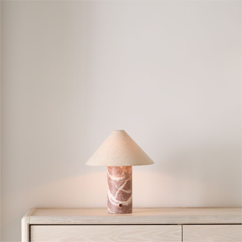 Chez Red Marble Mini Table Lamp with Fabric Shade 14" - image 8 of 9