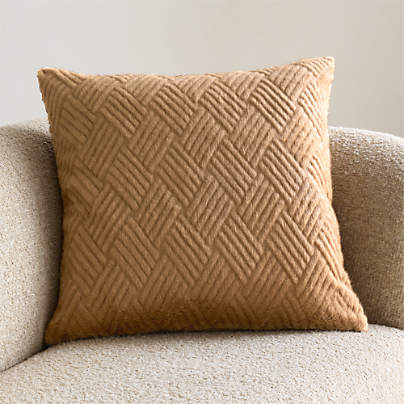 CiCi Faux Fur 23"x23" Camel Tan Throw Pillow Cover by Laura Harrier and Tiffany Howell