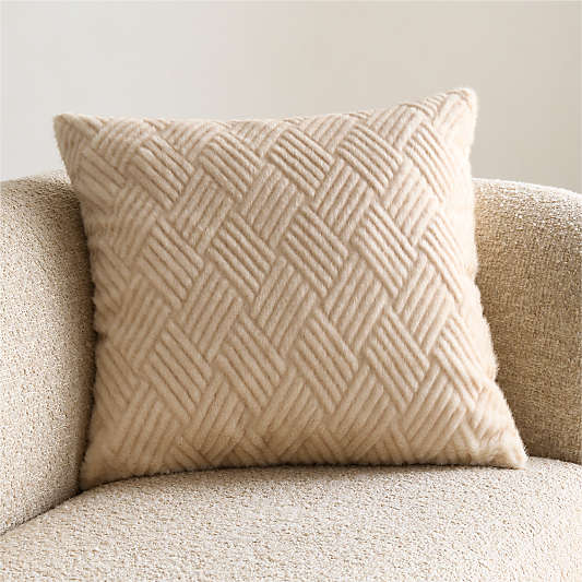 CiCi Faux Fur 23"x23" Creme Ivory Throw Pillow Cover by Laura Harrier and Tiffany Howell