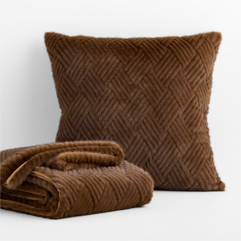 CiCi Faux Fur 23"x23" Chocolate Brown Throw Pillow with Down-Alternative Insert by Laura Harrier and Tiffany Howell - image 3 of 6