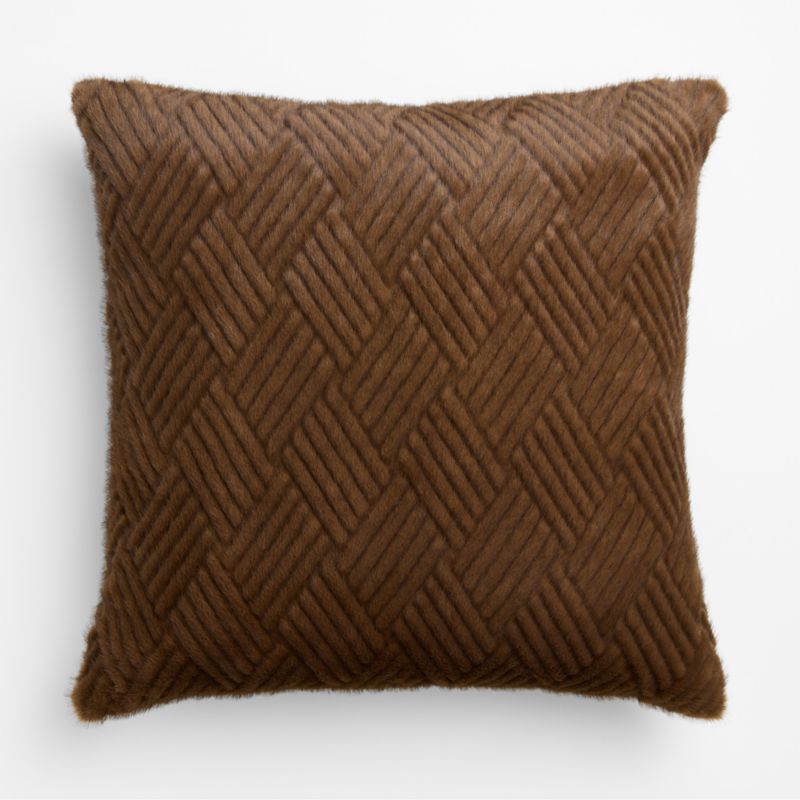 CiCi Faux Fur 23"x23" Chocolate Brown Throw Pillow with Down-Alternative Insert by Laura Harrier and Tiffany Howell - image 1 of 6