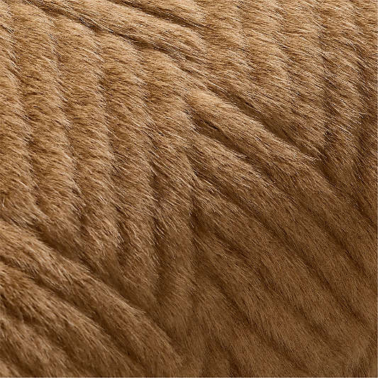 CiCi Faux Fur 23"x23" Camel Tan Throw Pillow Cover by Laura Harrier and Tiffany Howell