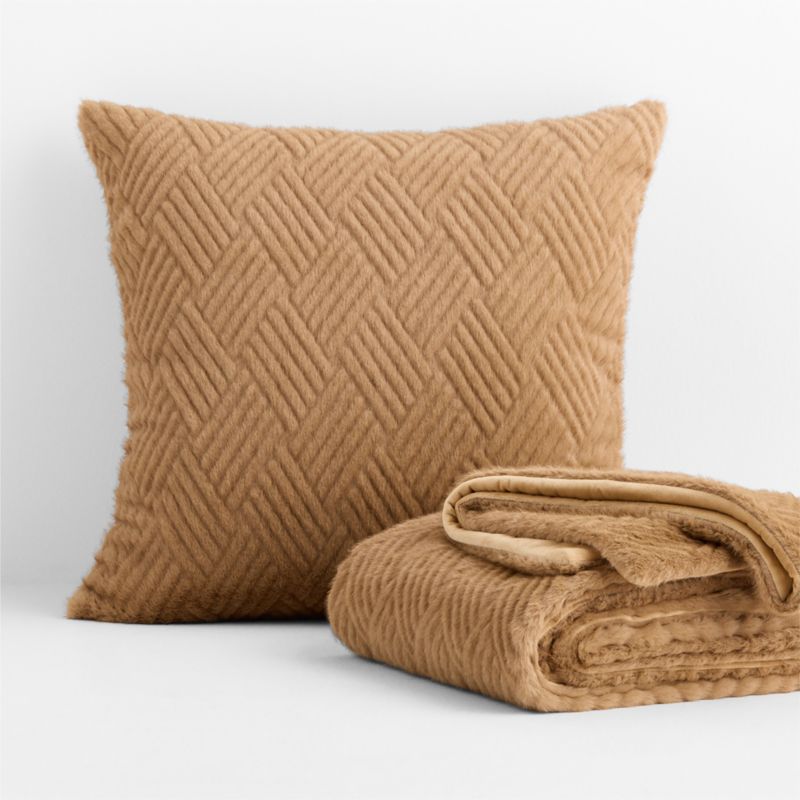 CiCi Faux Fur 23"x23" Camel Tan Throw Pillow Cover by Laura Harrier and Tiffany Howell - image 3 of 6