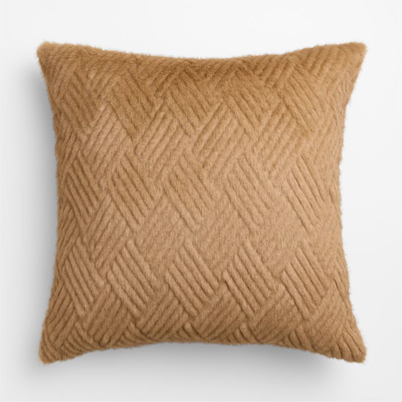 CiCi Faux Fur 23"x23" Camel Tan Throw Pillow Cover by Laura Harrier and Tiffany Howell - image 1 of 6