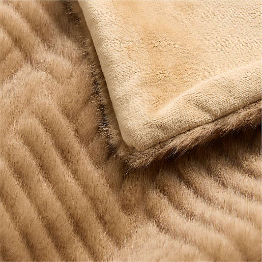 CiCi Faux Fur 70"x55" Camel Tan Throw Blanket by Laura Harrier and Tiffany Howell