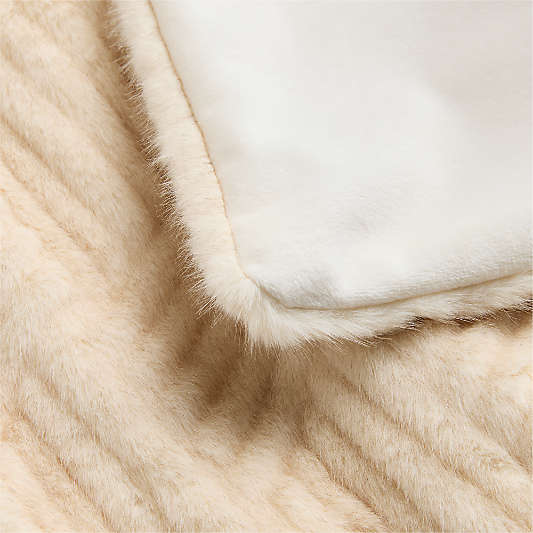 CiCi Faux Fur 70"x55" Creme Ivory Throw Blanket by Laura Harrier and Tiffany Howell