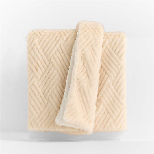 CiCi Faux Fur 70"x55" Creme Ivory Throw Blanket by Laura Harrier and Tiffany Howell