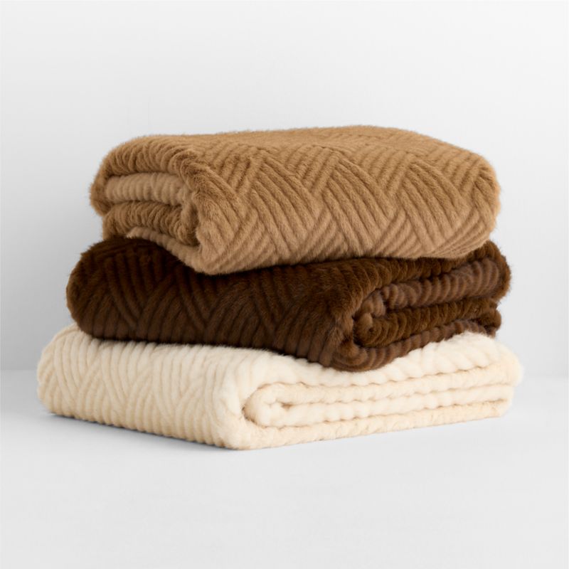 CiCi Faux Fur 70"x55" Camel Tan Throw Blanket by Laura Harrier and Tiffany Howell - image 3 of 4