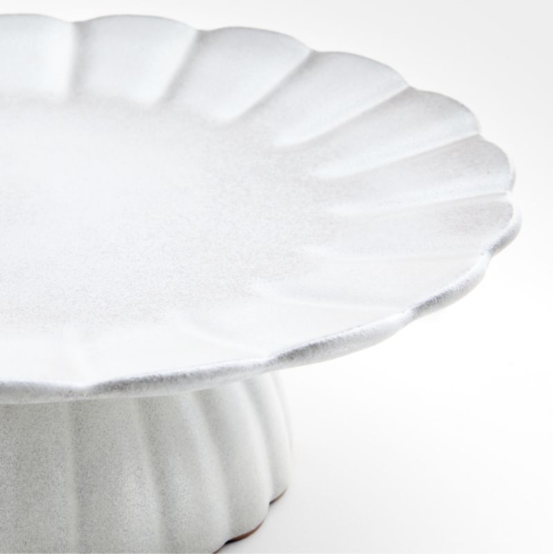 Cielo Scalloped White Terracotta Pedestal Cake Stand - image 2 of 3