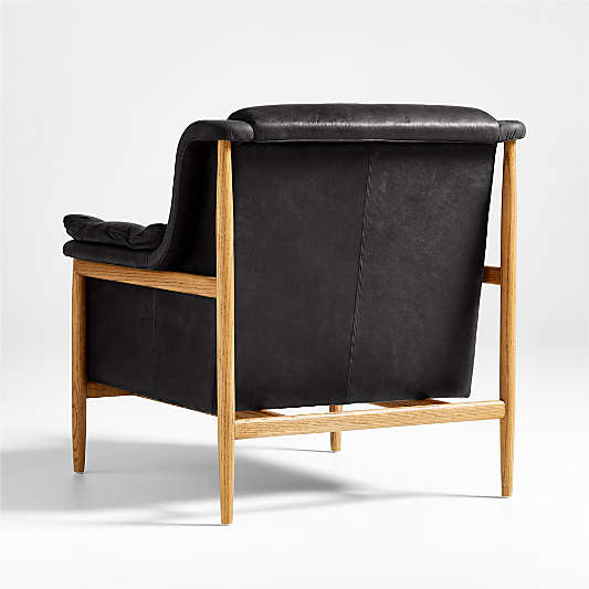 Cigar Wood and Leather Accent Chair