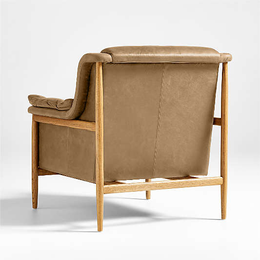 Cigar Wood and Leather Accent Chair