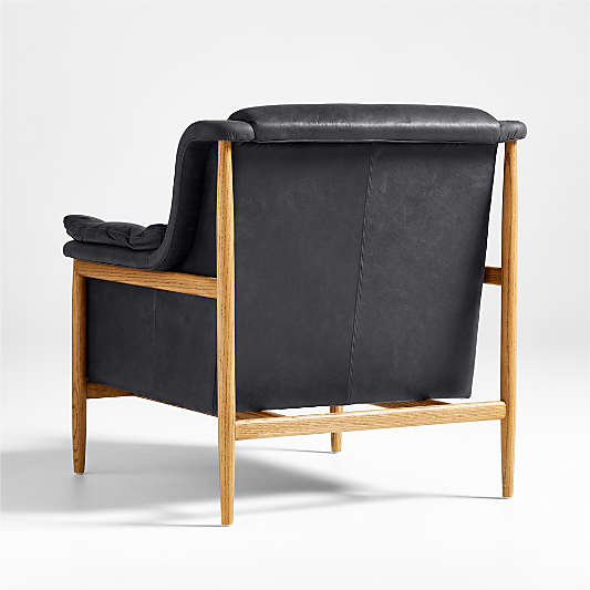 Cigar Wood and Leather Accent Chair