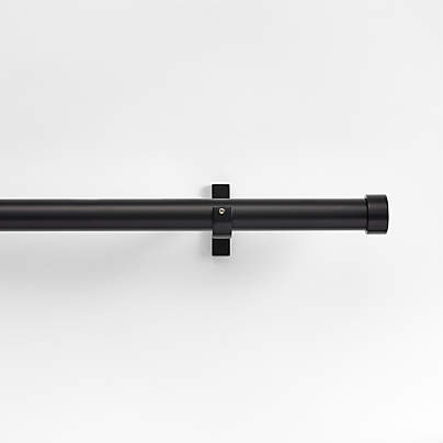 Matte Black 1" Curtain Rod and End Cap Finials Set 48"-88"