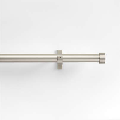 Brushed Nickel 1" Curtain Rod and End Cap Finials Set 28"-48"