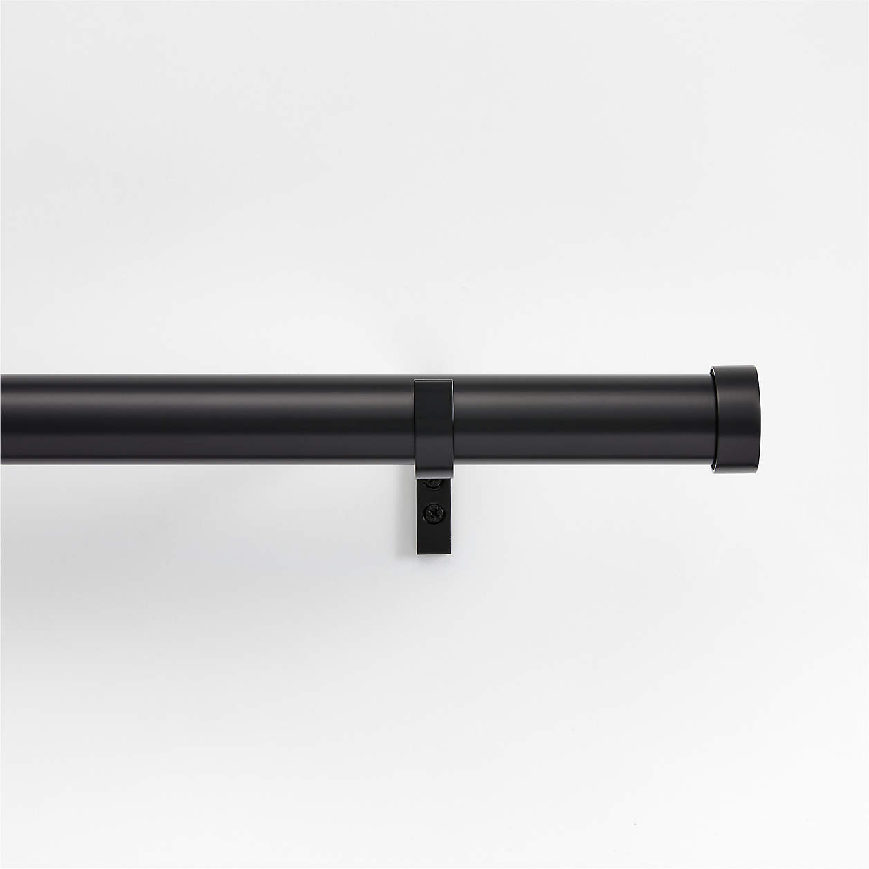 Black 1.5" Standard Curtain Rod and Round End Cap Finials Set 28"48" + Reviews Crate & Barrel
