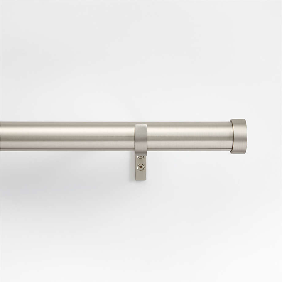 Brushed Nickel 1.5" Standard Curtain Rod and Round End Cap Finials Set