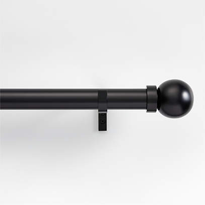 Black 1.5 Standard Curtain Rod and Large Round End Cap Finials Set 28-48  + Reviews