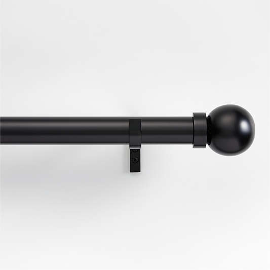 Black 1.5" Standard Curtain Rod and Large Round End Cap Finials Set 48"-88"