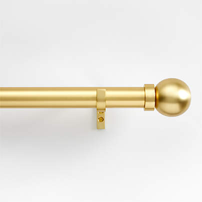 Brass 1.5" Standard Curtain Rod and Large Round End Cap Finials Set 48"-88"