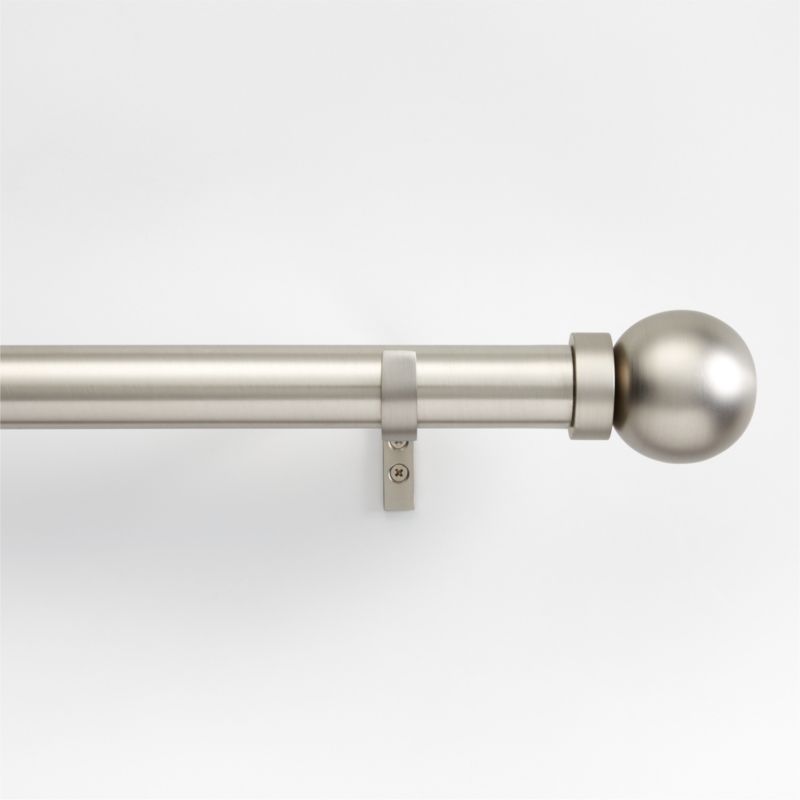 Brushed Nickel 1.5" Standard Curtain Rod and Large Round End Cap Finials Set 28"-48" - image 0 of 3