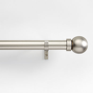 View Brushed Nickel 1.5" Standard Curtain Rod and Large Round End Cap Finials Set 120"-170" details