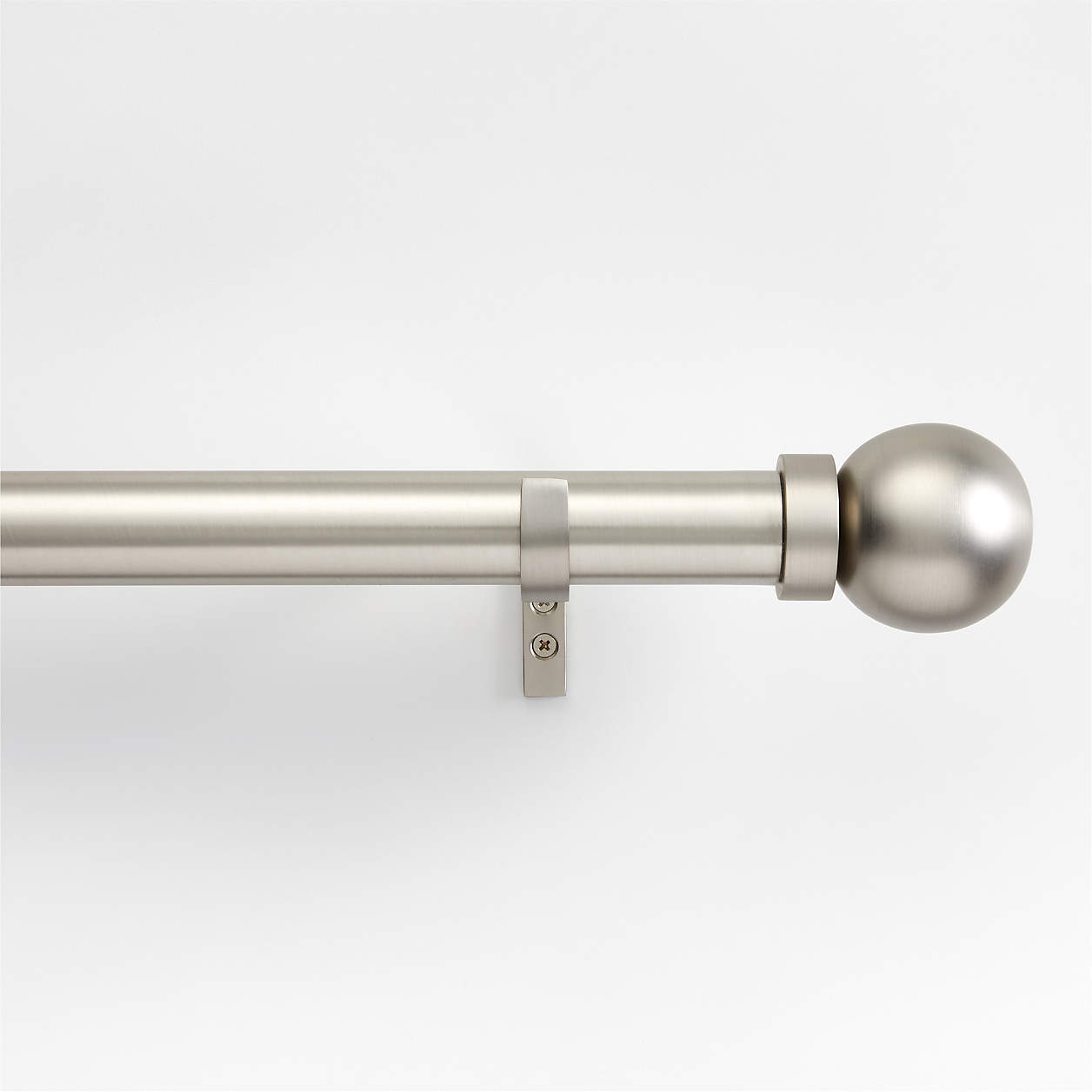 Brushed Nickel 1.5" Standard Curtain Rod and Large Round End Cap