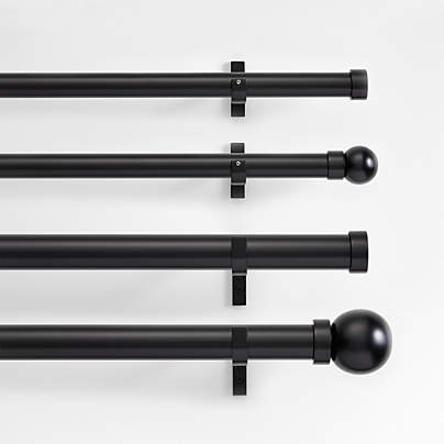 Standard 1"-1.5" Matte Black Window Curtain Rods 28"-170"