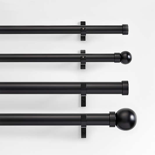 Standard 1"-1.5" Matte Black Window Curtain Rods 28"-170"