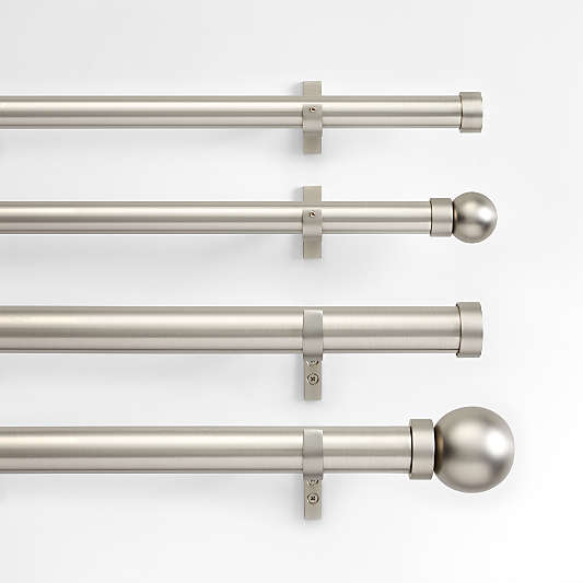 1.5" Brushed Nickel Single Rod 88"-120" with Large Endcap