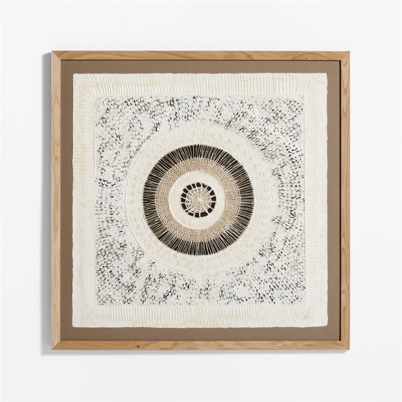 "Circulo de Papel" by Julio Laja Chichicaxtle 43"x43" in White Oak Frame Hand-Crafted Paper Wall Art - image 0 of 5