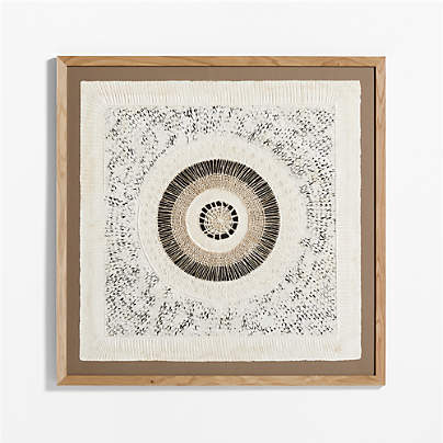 "Circulo de Papel" by Julio Laja Chichicaxtle 43"x43" in White Oak Frame Hand-Crafted Paper Wall Art