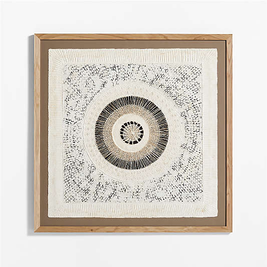 "Circulo de Papel" by Julio Laja Chichicaxtle 43"x43" in White Oak Frame Hand-Crafted Paper Wall Art