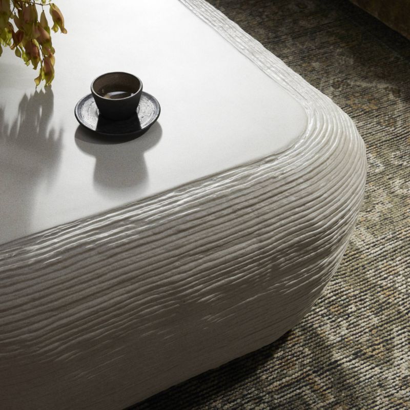 Cirri White Concrete 31.5" Rounded Square Coffee Table - image 2 of 6