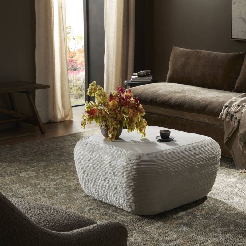 Cirri White Concrete 31.5" Rounded Square Coffee Table - image 1 of 6