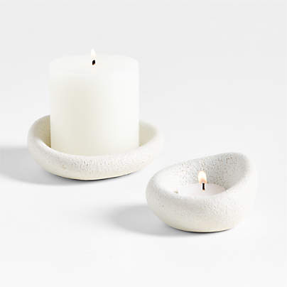 Cirro White Ceramic Candle Holders