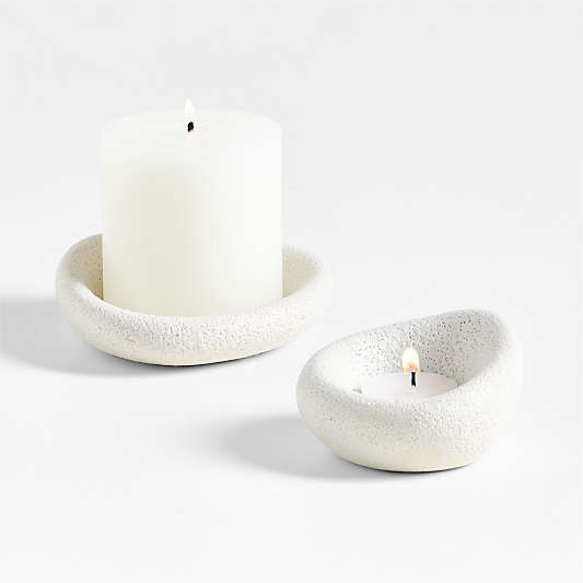 Cirro White Ceramic Candle Holders