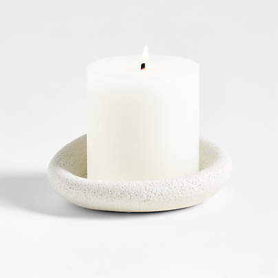 Cirro White Ceramic Pillar Candle Holder