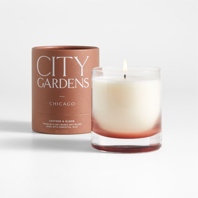 City Gardens Brown Chicago Scented Candle - Leather & Clove