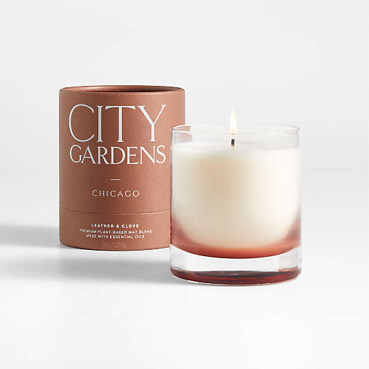 City Gardens Brown Chicago Scented Candle - Leather & Clove