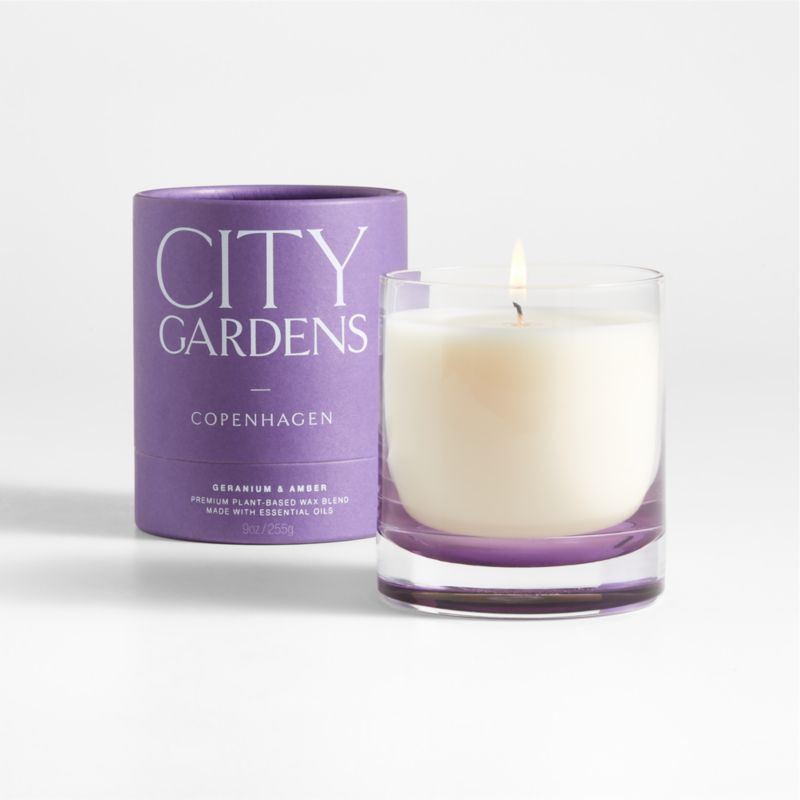 City Gardens Purple Copenhagen Scented Candle - Geranium & Amber