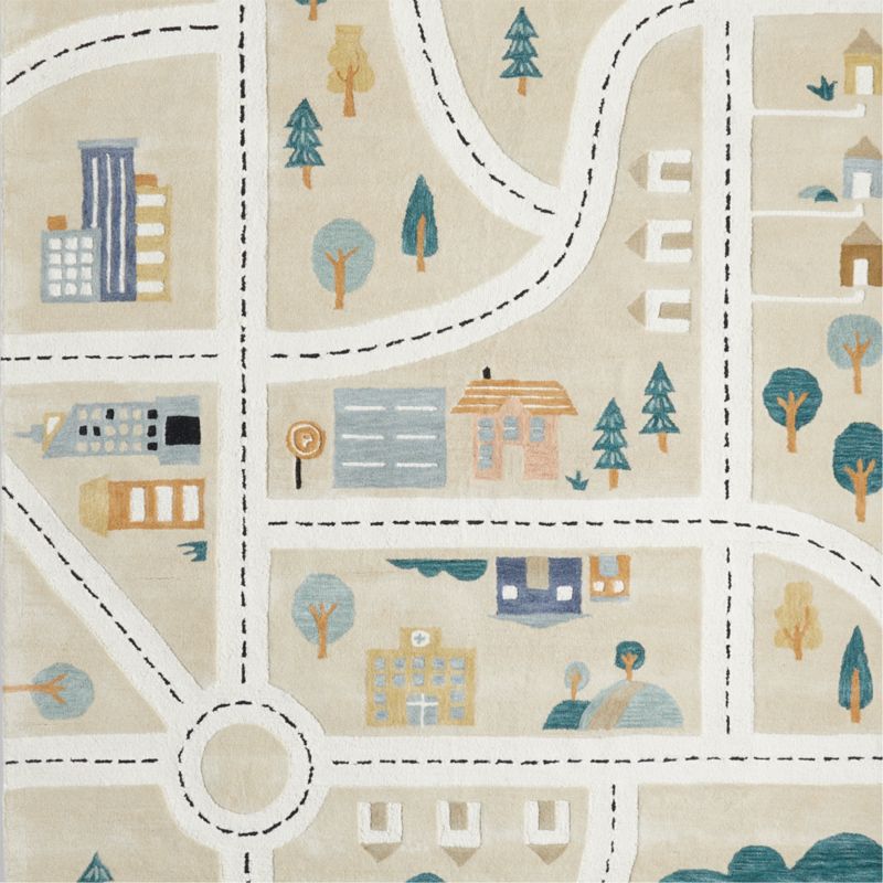 City Roadmap Interactive Wool Kids Area Rug 8x10 | Crate & Kids