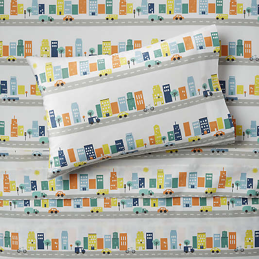 Organic Cityscape Toddler Sheet Set