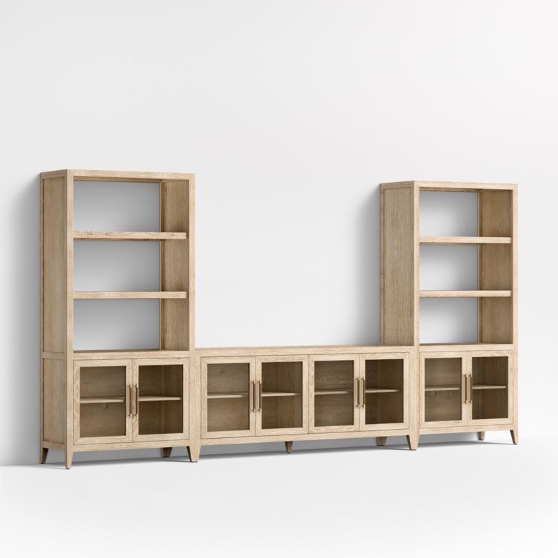 Clairemont Natural Wood Storage Media Console with 2 Storage Bookcases 145" - image 4 of 6