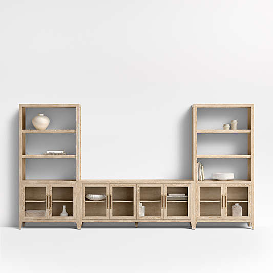 Clairemont Natural Wood Storage Media Console Set (147"-164")