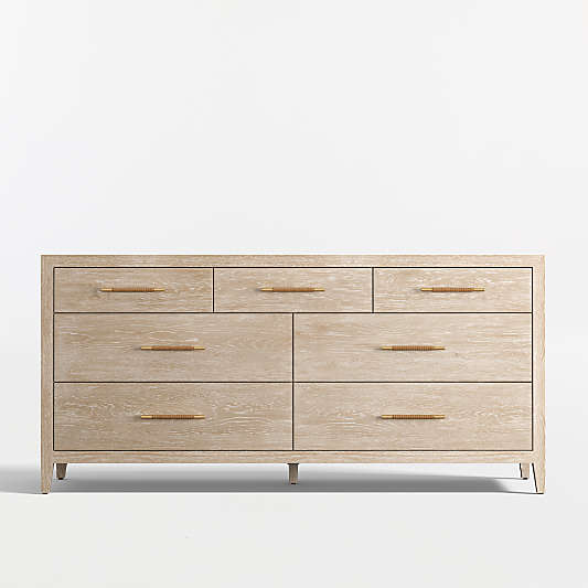 Clairemont 72" Natural Oak Wood 7-Drawer Dresser