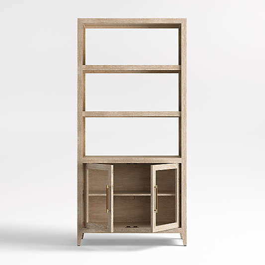 Clairemont 78" Natural Wood 3-Shelf Storage Bookcase
