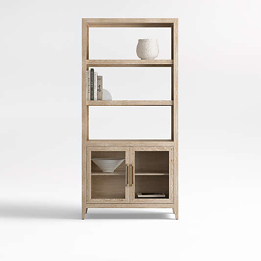 Clairemont 38" Natural Wood 3-Shelf Storage Bookcase