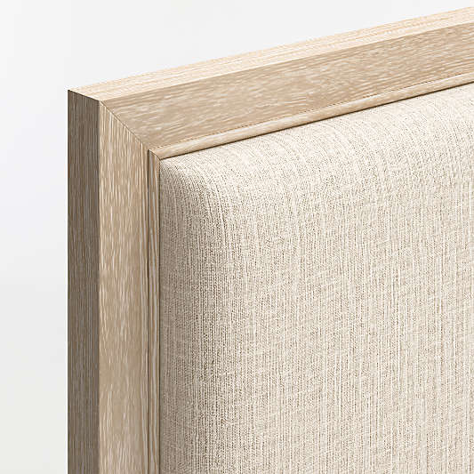 Clairemont Natural Oak Wood Upholstered Bed